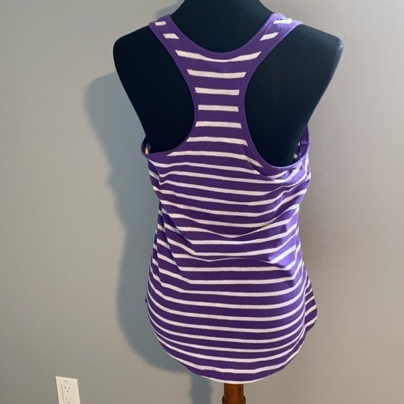 Purple Striped Tank Top PINK size small racerback cotton - Picture 4 of 7